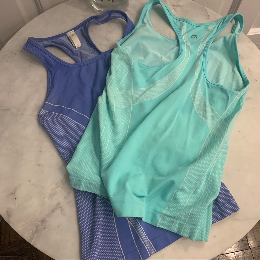 Two GAP racer back tops light green and purple